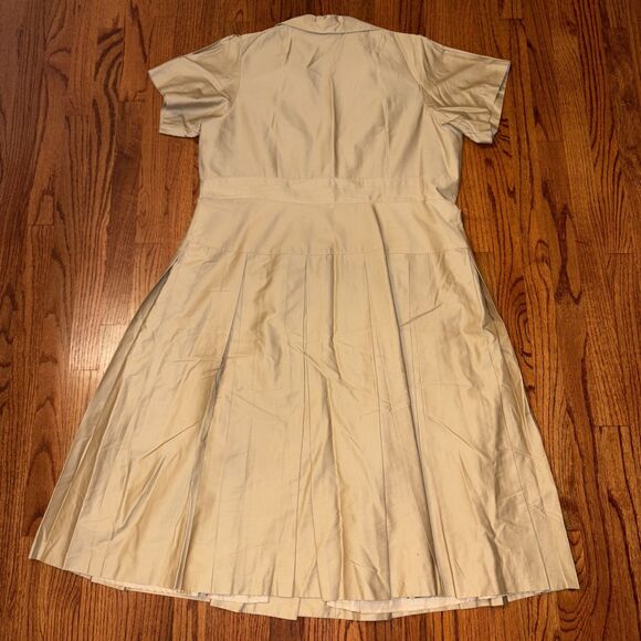 DRESSBARN Size 18W Beige Plus Size Lined Pleat Dress - Picture 2 of 6